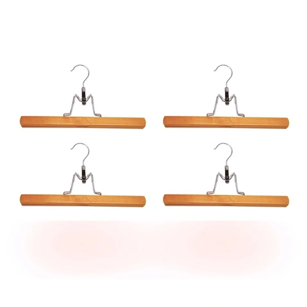 IKEA Wooden Pants & Skirts Hangers Set of 4 Wood Metal Clamp Pant & Skirt Hanger